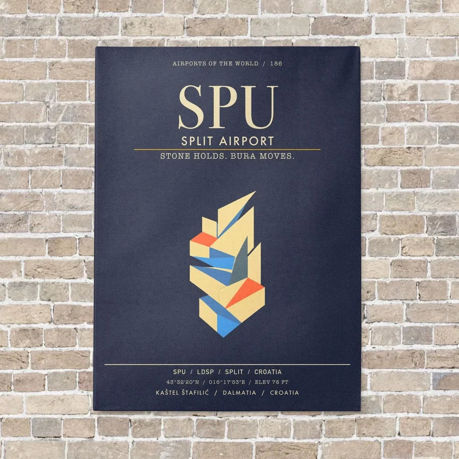Split Airport SPU - Canvas Framed - Navy Blue