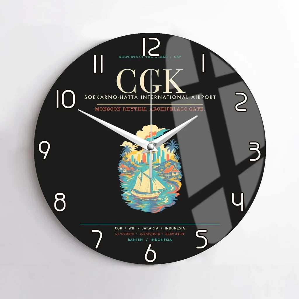Jakarta Soekarno-Hatta International Airport CGK Wall-Clock No-Frame - Black