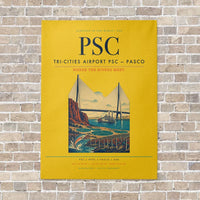 Thumbnail for Tri-Cities Airport PSC — Pasco vertical canvas print - no frame - yellow background