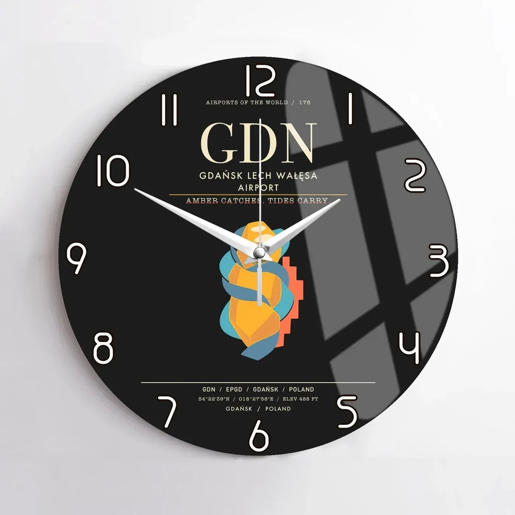 Gdansk Lech Waesa Airport GDN Wall-Clock No-Frame - Black