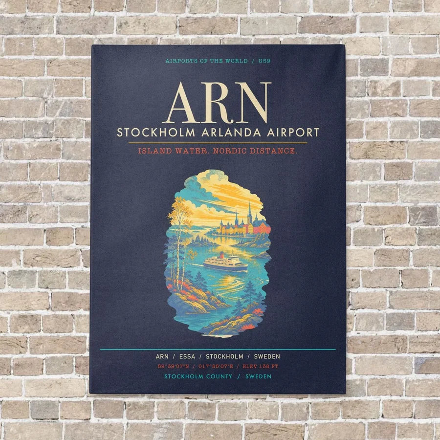 Stockholm Arlanda Airport ARN - Canvas Framed - Navy Blue