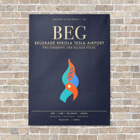 Thumbnail for Belgrade Nikola Tesla Airport BEG - Canvas Framed - Navy Blue