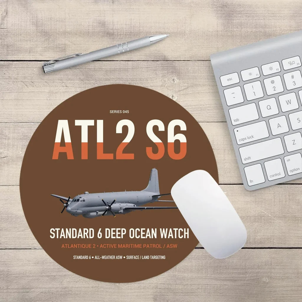 Atlantique 2 Standard 6 design on brown round mouse pad