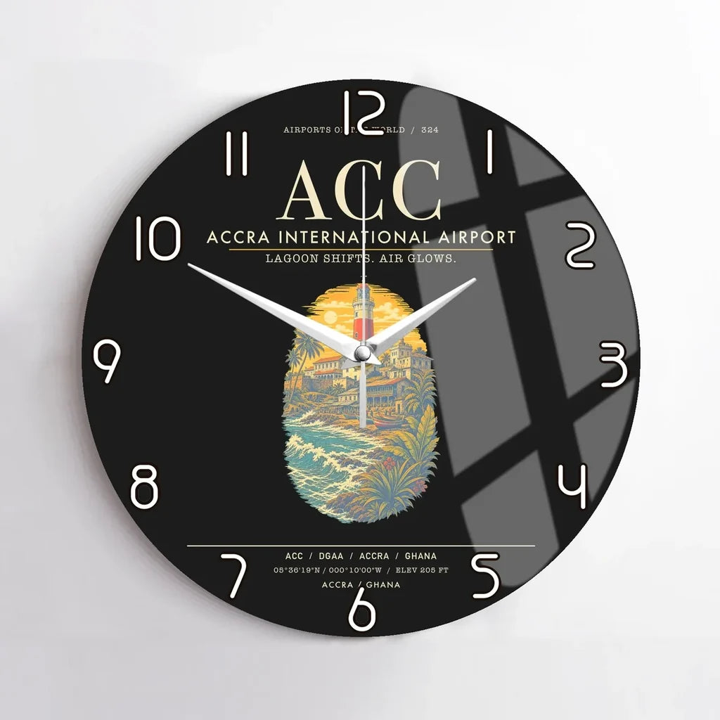 Accra International Airport ACC Wall-Clock No-Frame - Black