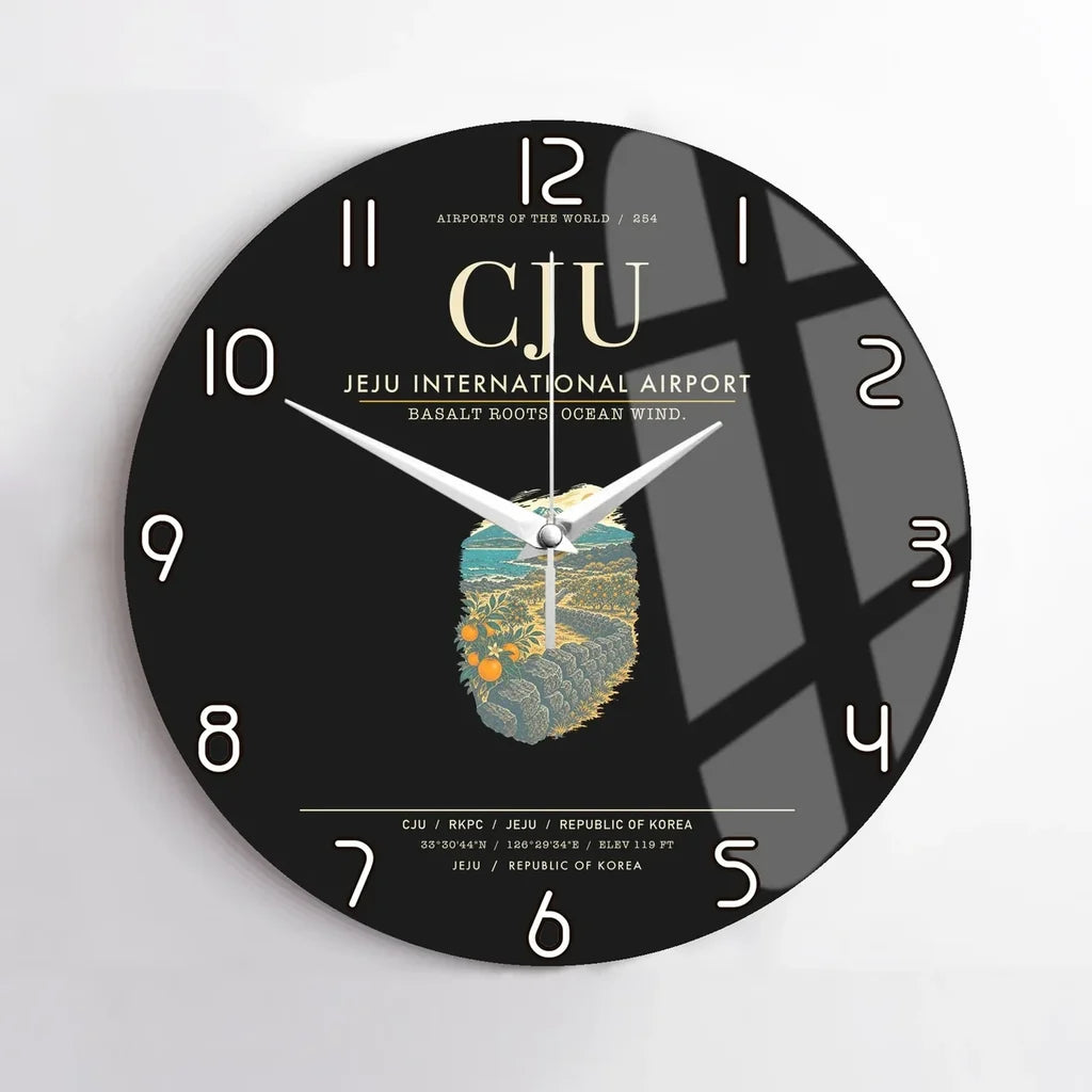 Jeju International Airport CJU Wall-Clock No-Frame - Black