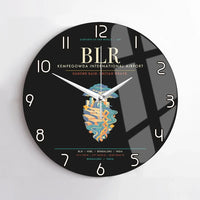 Thumbnail for Kempegowda International Airport Bengaluru BLR - Deccan Garden Silk Loom Wall-Clock No-Frame - Black