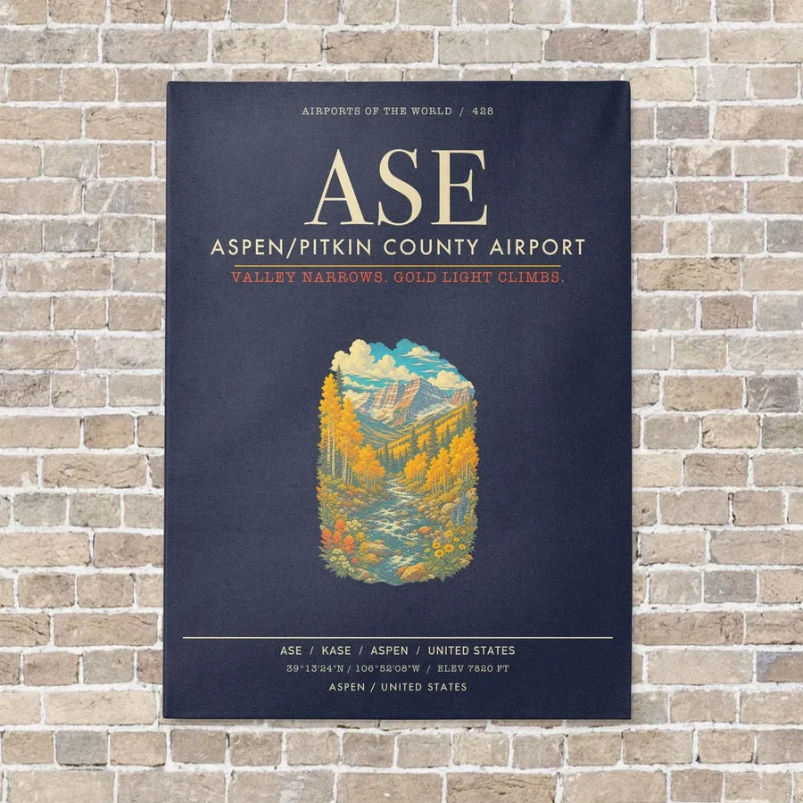 Aspen - Pitkin County Airport ASE - Canvas Framed - Navy Blue