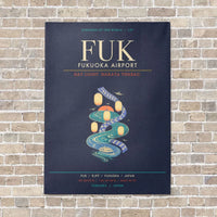 Thumbnail for Fukuoka Airport FUK - Canvas Framed - Navy Blue