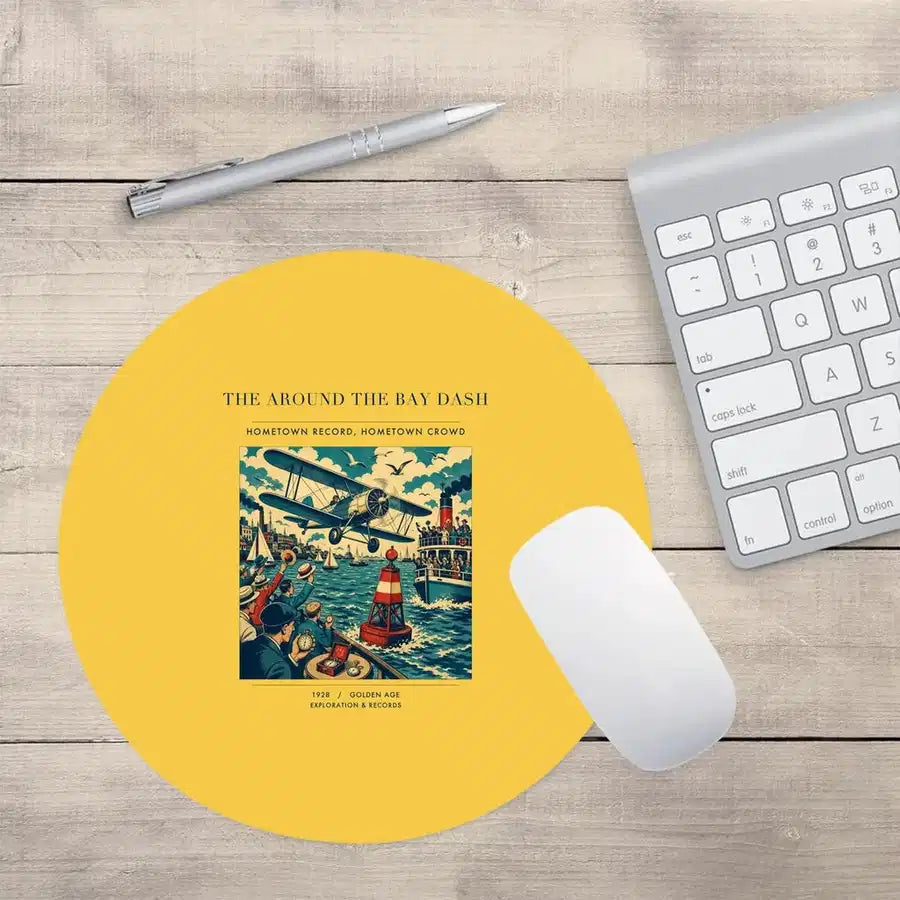 VINTAGE G4299 - The Around The Bay Dash - Designed Mouse Pads design on yellow round