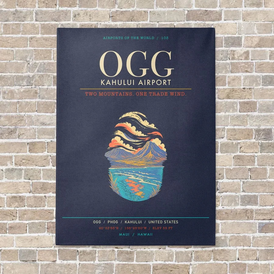Kahului Airport OGG - Canvas Framed - Navy Blue