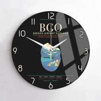 Thumbnail for Bergen Airport Flesland BGO - Seven-Rain Fjord Tapestry Wall-Clock No-Frame - Black