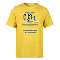 Thumbnail for Cessna Citation CJ3+ design on yellow double-side t-shirt, single-side print
