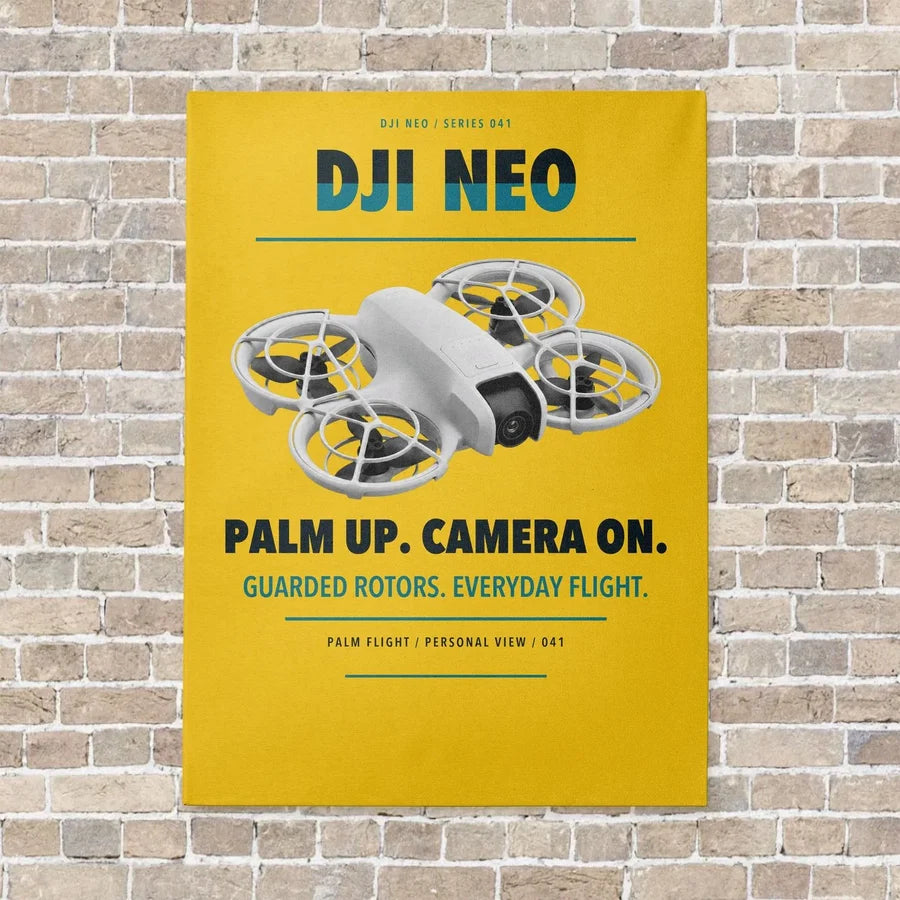 DJI Neo vertical canvas print - no frame - yellow background