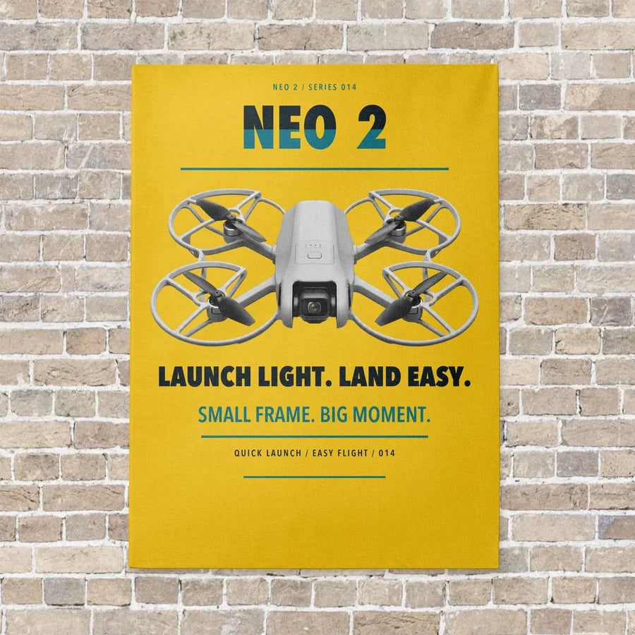 DJI Neo 2 vertical canvas print - no frame - yellow background
