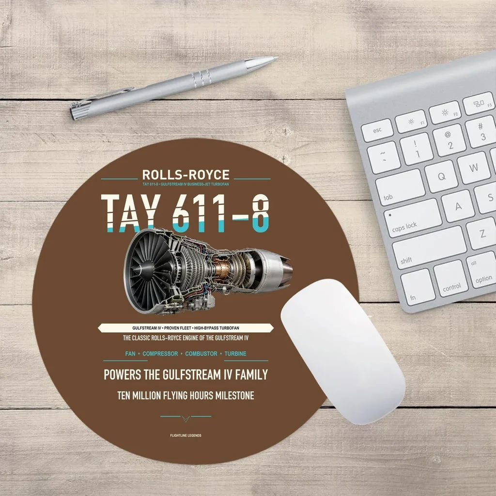 TAY 611-8 design on brown round mouse pad