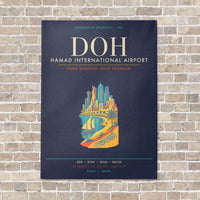Thumbnail for Hamad International Airport Doha DOH - Canvas Framed - Navy Blue