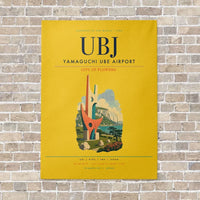 Thumbnail for Yamaguchi Ube Airport UBJ vertical canvas print - no frame - yellow background
