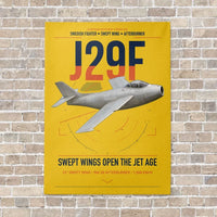 Thumbnail for Saab J 29F Tunnan vertical canvas print - no frame - yellow background