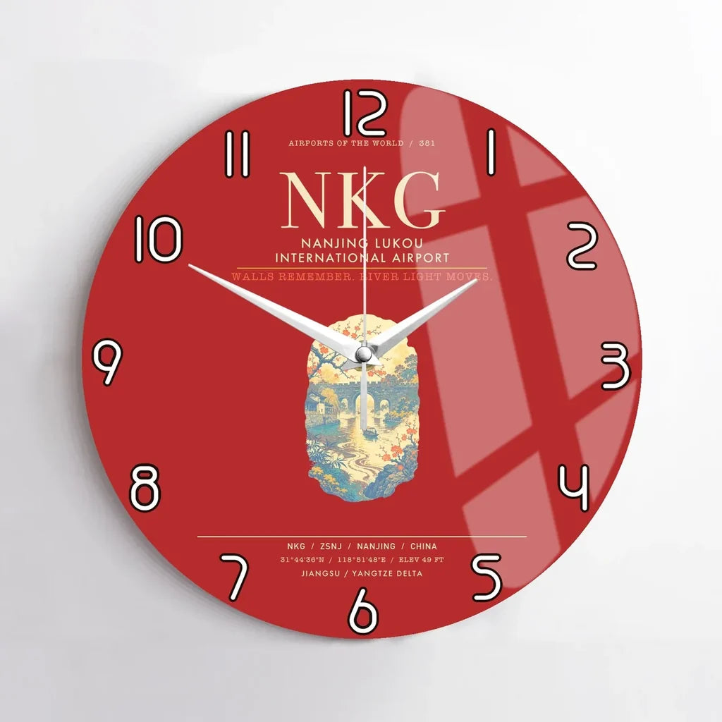 Nanjing Lukou International Airport NKG Wall-Clock No-Frame - Red