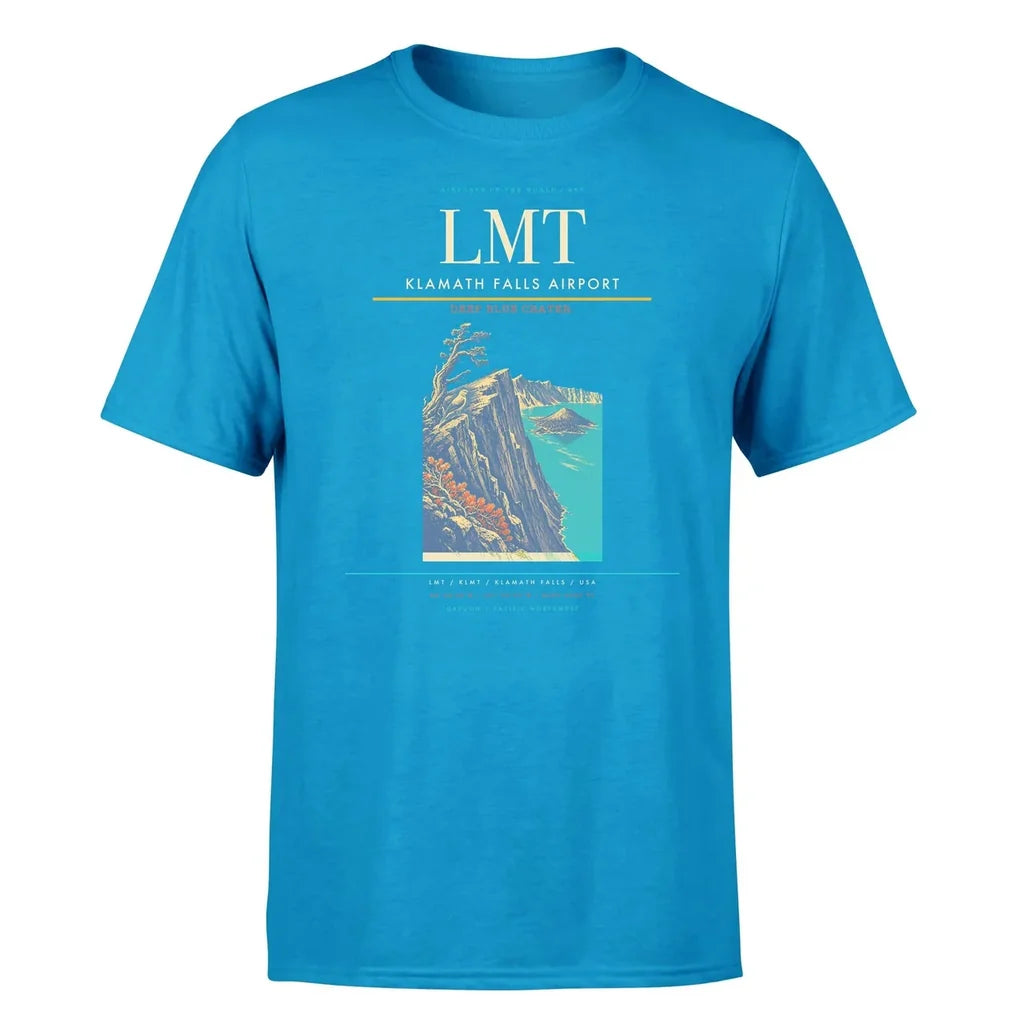 Klamath Falls Airport (LMT) T-Shirt single-side front print in Turquoise | klamath-falls-airport-lmt-double-side-t-shirt