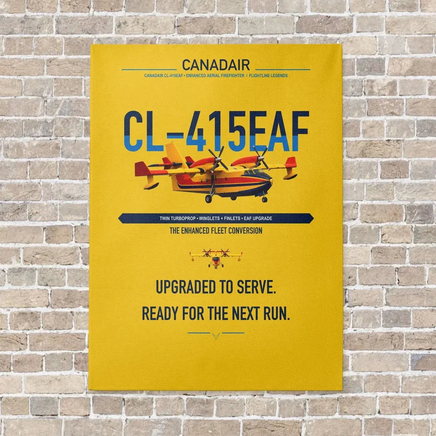 Canadair CL-415EAF vertical canvas print - no frame - yellow background