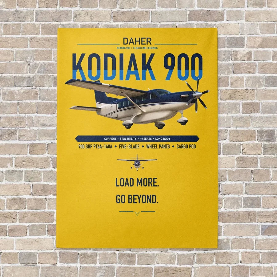 Daher Kodiak 900 vertical canvas print - no frame - yellow background
