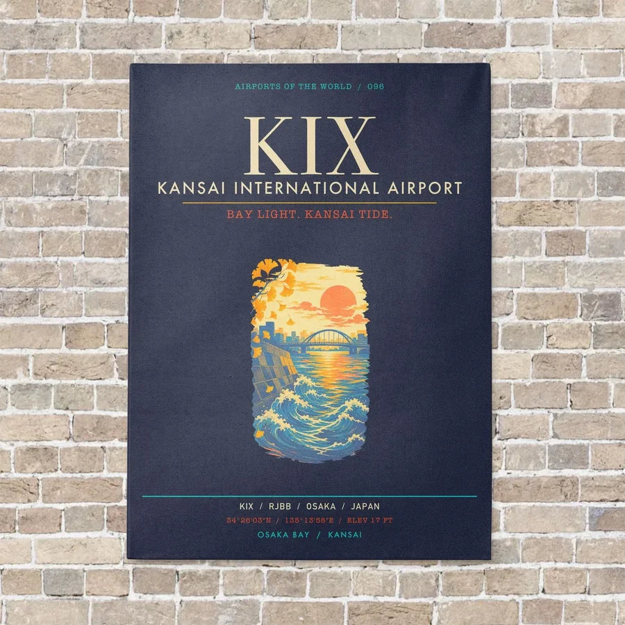 Kansai International Airport Osaka KIX - Canvas Framed - Navy Blue