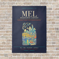 Thumbnail for Melbourne Airport MEL - Canvas Framed - Navy Blue