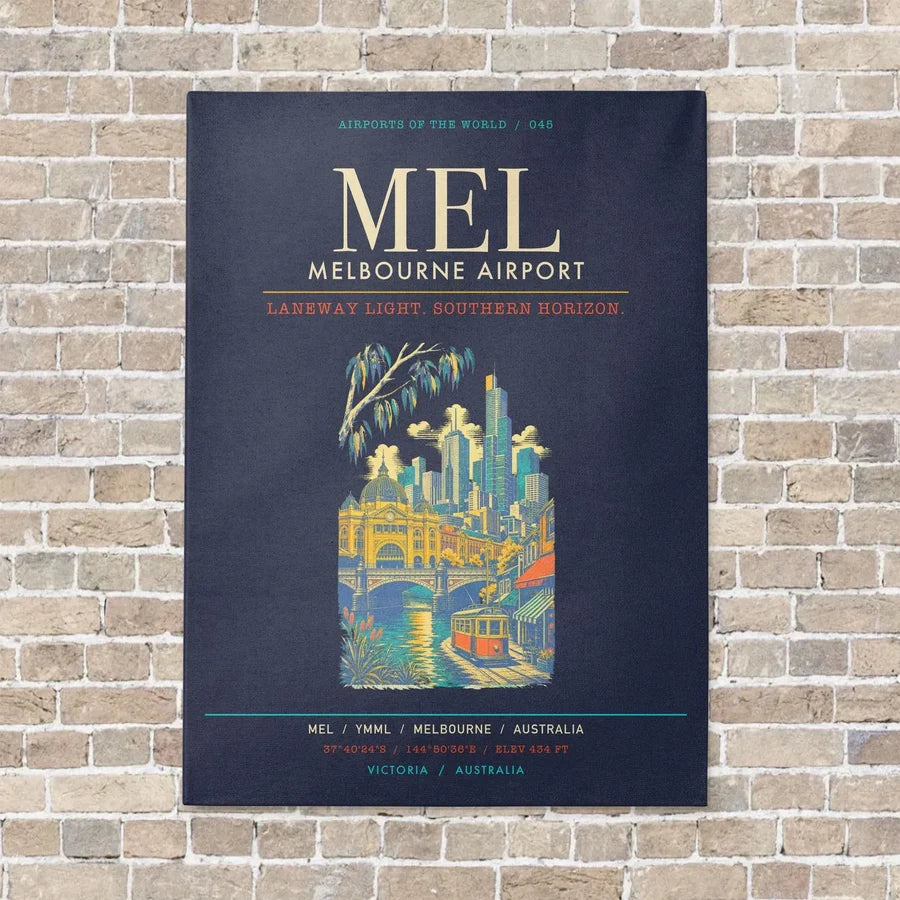 Melbourne Airport MEL - Canvas Framed - Navy Blue