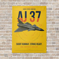 Thumbnail for Saab AJ 37 Viggen vertical canvas print - no frame - yellow background