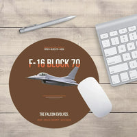 Thumbnail for F-16 Block 70 The Falcon Evolves design on brown round mouse pad