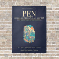 Thumbnail for Penang International Airport PEN - Canvas Framed - Navy Blue