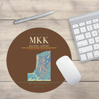 Thumbnail for Molokai Airport (MKK) design on brown round mouse pad