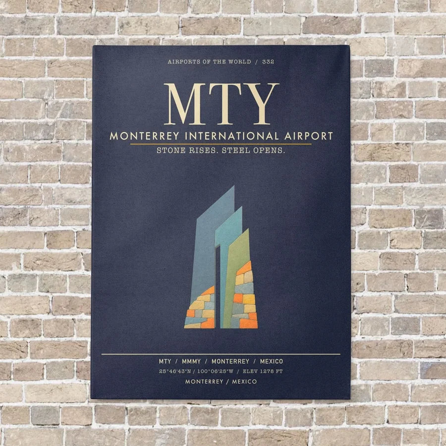Monterrey International Airport MTY - Canvas Framed - Navy Blue