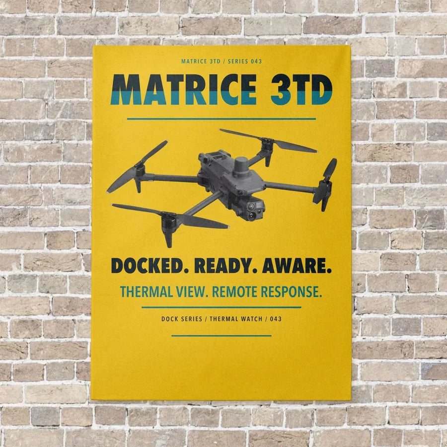 DJI Matrice 3TD vertical canvas print - no frame - yellow background