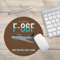 Thumbnail for F-86F Sabre design on brown round mouse pad