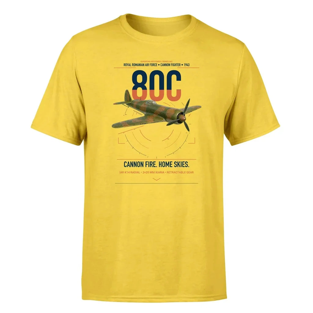 IAR 80C design on yellow t-shirt, single-side print