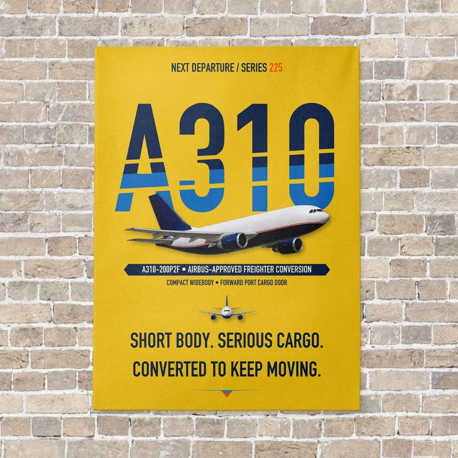 Airbus A310-200P2F vertical canvas print - no frame - yellow background