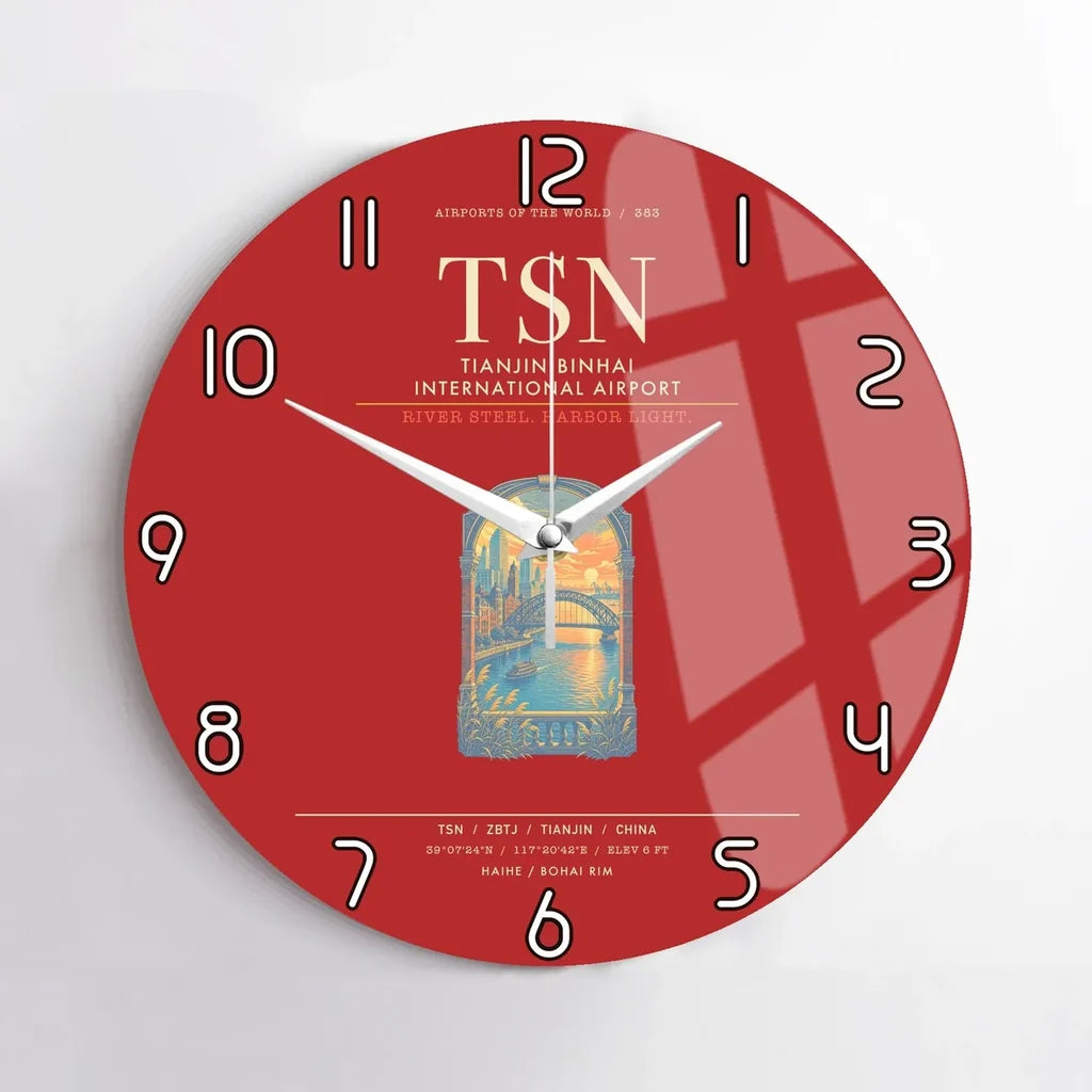 Tianjin Binhai International Airport TSN Wall-Clock No-Frame - Red