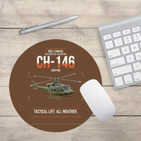 Thumbnail for Bell Canada CH-146 Griffon design on brown round mouse pad