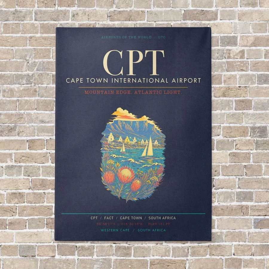 Cape Town International Airport CPT - Canvas Framed - Navy Blue