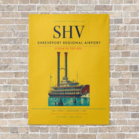 Thumbnail for Shreveport Regional Airport SHV vertical canvas print - no frame - yellow background
