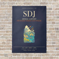 Thumbnail for Sendai Airport SDJ - Canvas Framed - Navy Blue