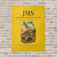 Thumbnail for Jamestown Regional Airport JMS vertical canvas print - no frame - yellow background