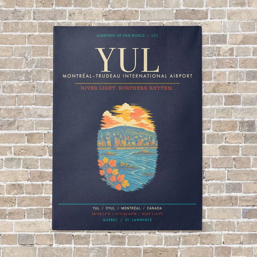 MontrealTrudeau International Airport YUL - Canvas Framed - Navy Blue