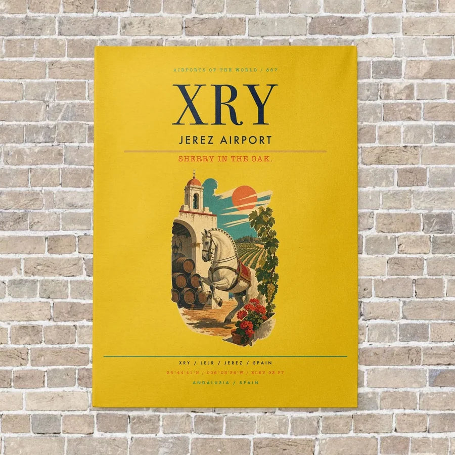 Jerez Airport XRY vertical canvas print - no frame - yellow background