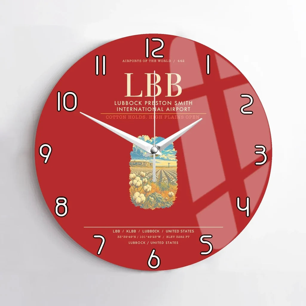 Lubbock Preston Smith International Airport LBB Wall-Clock No-Frame - Red