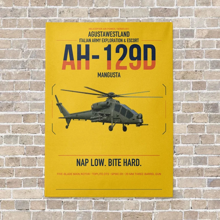 AgustaWestland AH-129D Mangusta vertical canvas print - no frame - yellow background
