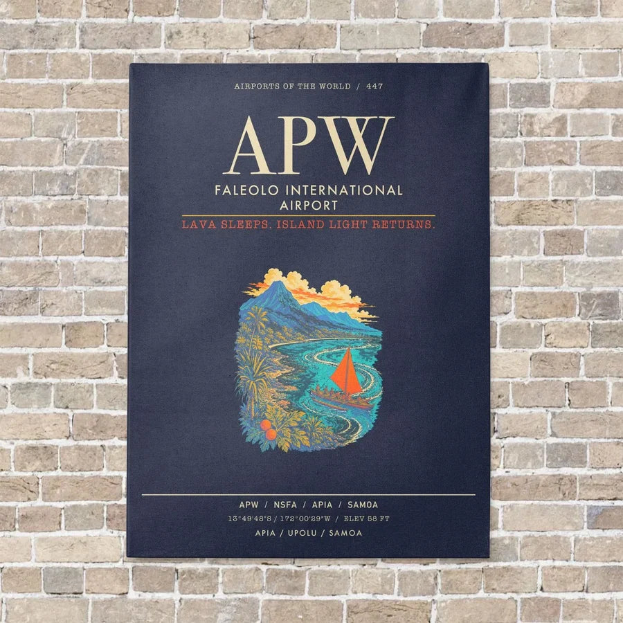 Faleolo International Airport APW - Canvas Framed - Navy Blue