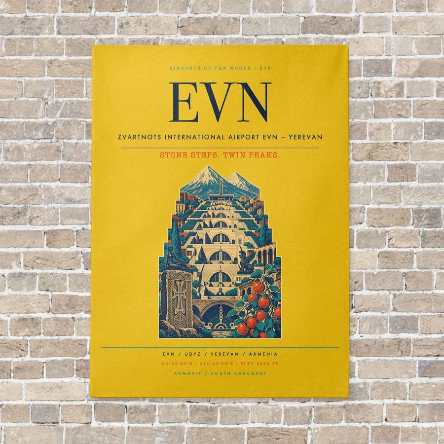 Zvartnots International Airport EVN — Yerevan vertical canvas print - no frame - yellow background